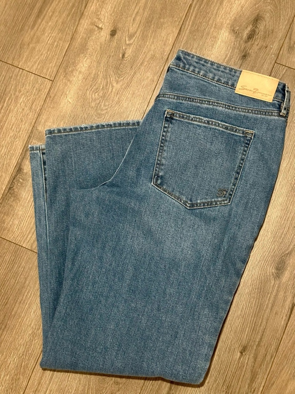 Seven7 Featherlight Straight Wide Leg Jeans in Size 12 Blue Denim - Picture 10 of 16